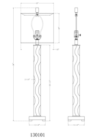 Technical drawing of a lamp with dimensions on a white background