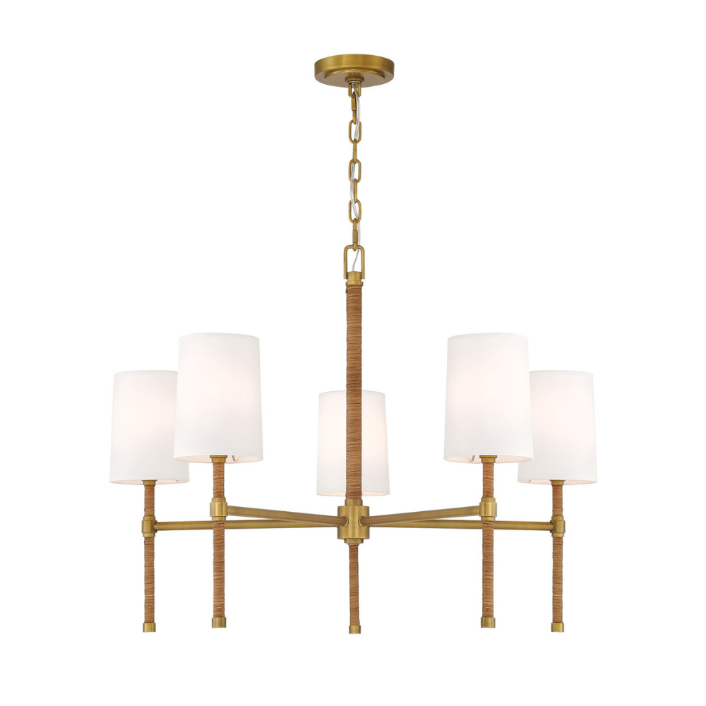 Hampton 5 Light Chandelier - Aged Brass