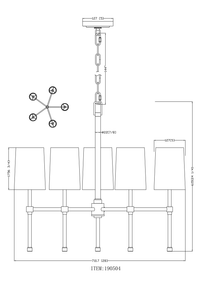 Hampton 5 Light Chandelier - Aged Brass