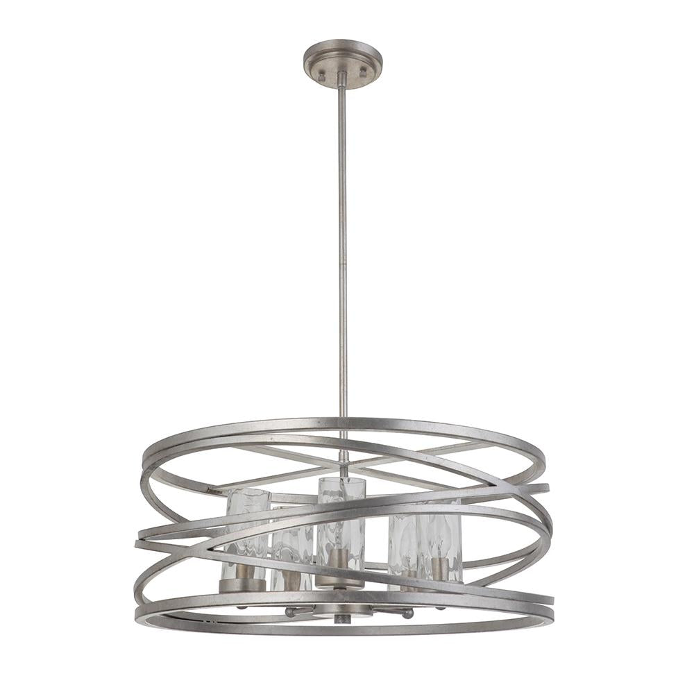 Finley 5 Light Pendant - Silver Leaf Finish