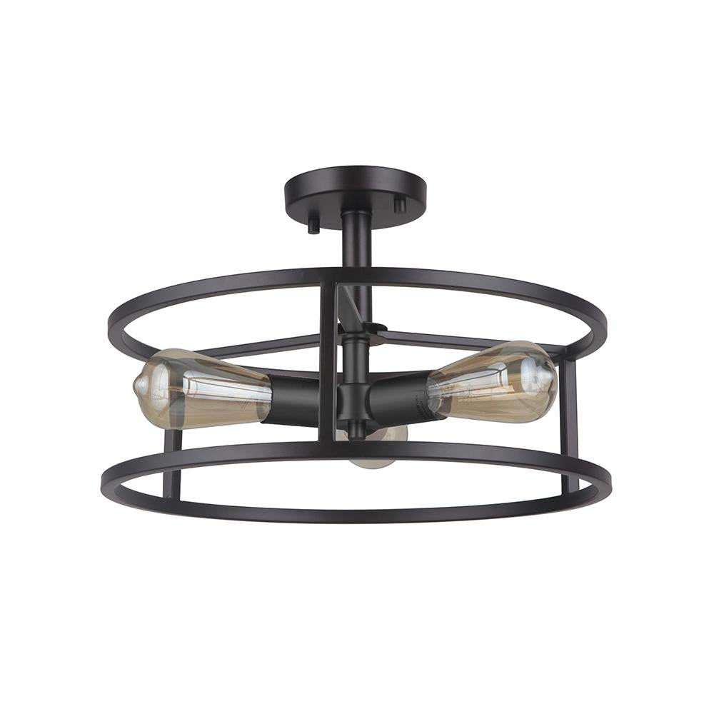 Mariana Home - Phillip 3 Lt Semi Flush - Black