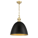 Clamor 1 Light Pendant - Black & Aged Brass