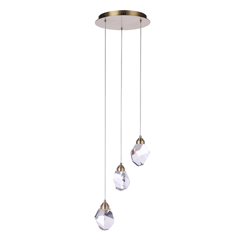Three Light Brass LED Pendant