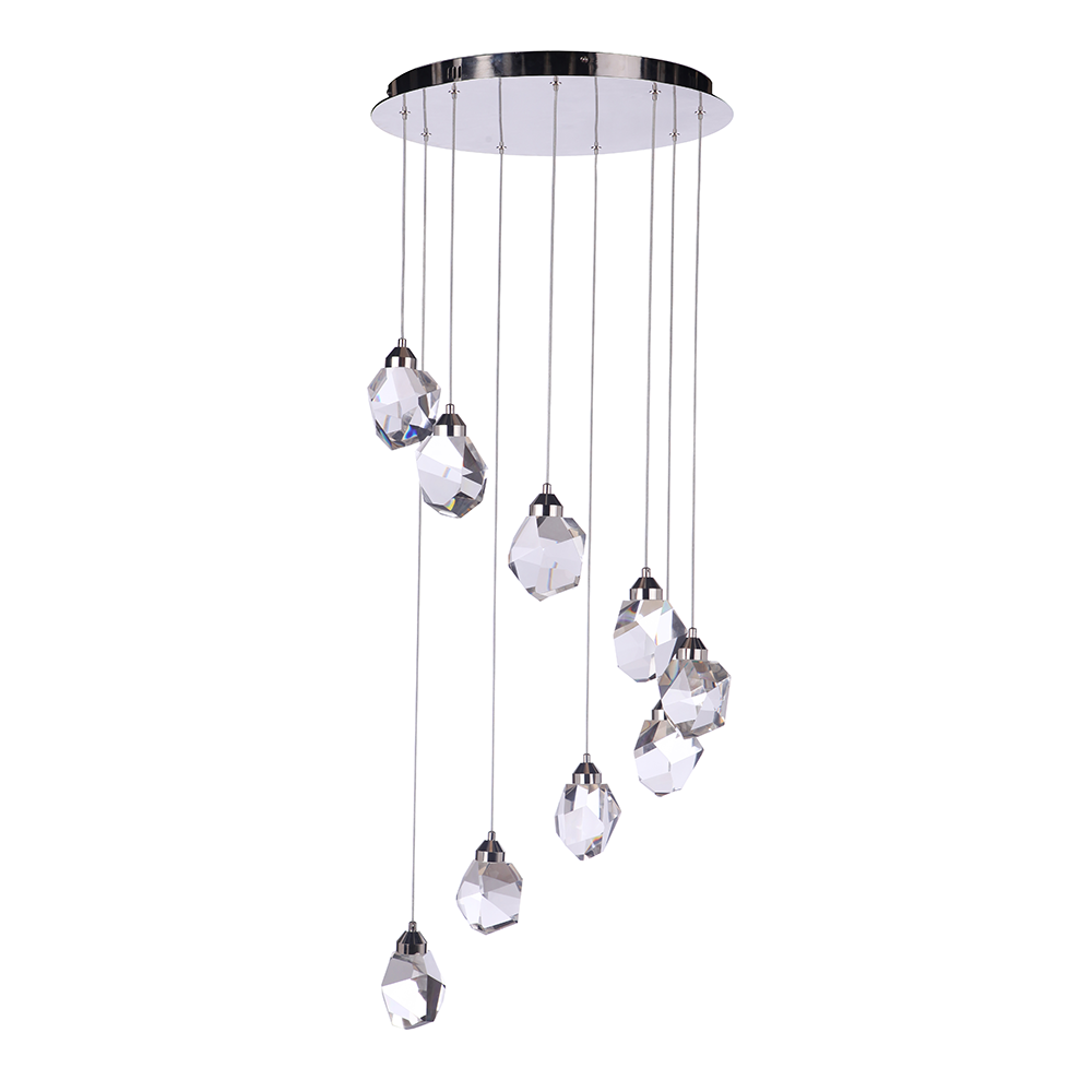 9 Light Silver LED Chandelier