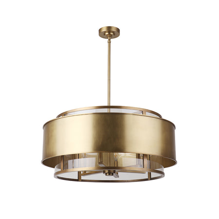 Euclid 9 Light LED Chandelier - Aged Brass