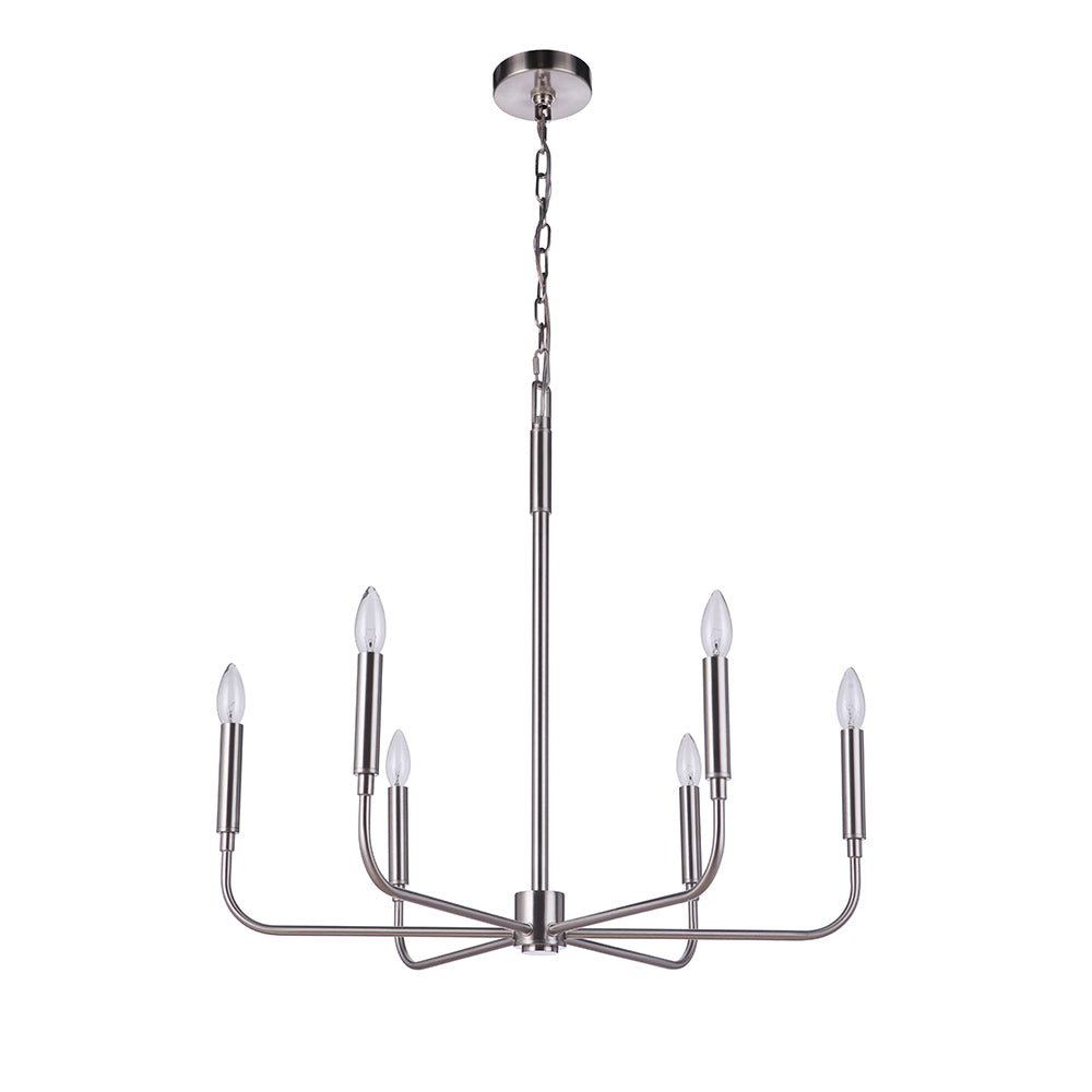 Beverly Six Light Chandelier - Satin Nickel | Mariana Home