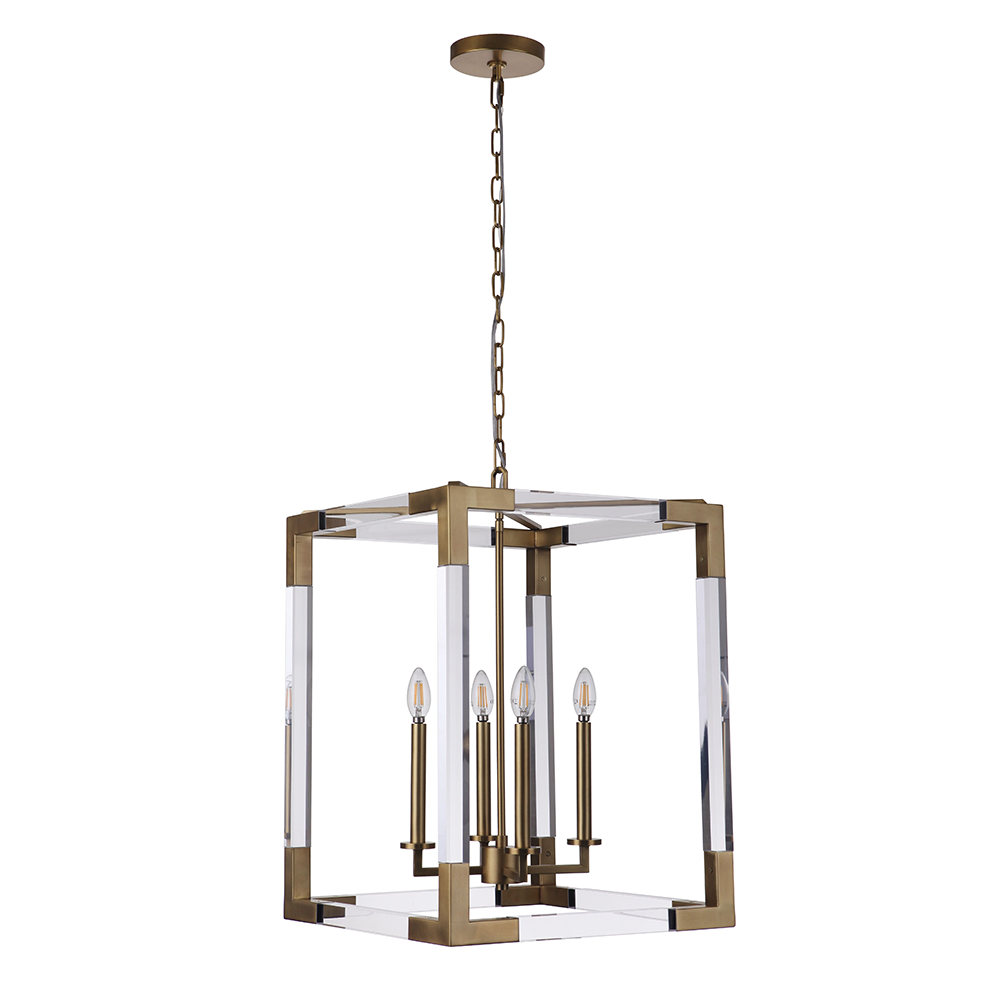 Boxford 8 Light Lantern - Aged Brass & Acrylic