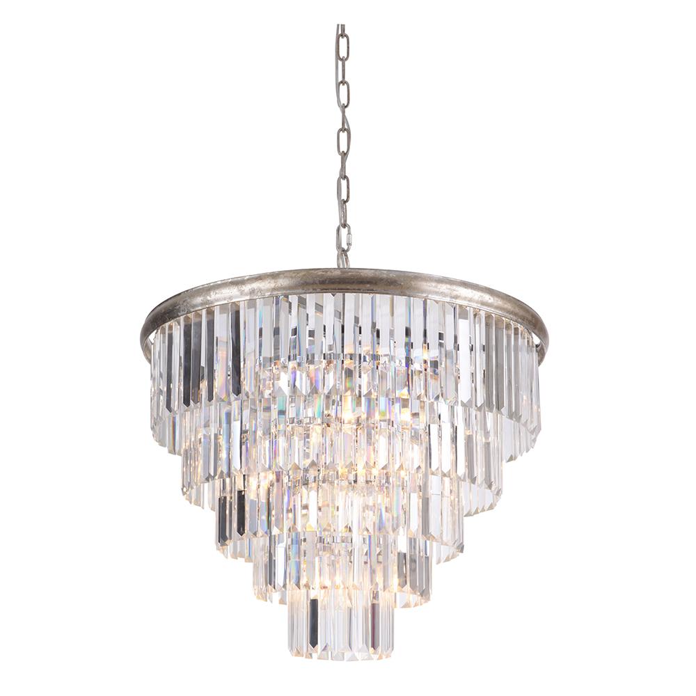 Mariana Home - Art Deco 10 Light Chandelier - Large - Silver Leaf Finish