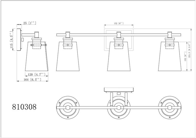 Mia 3 Light Vanity - Black