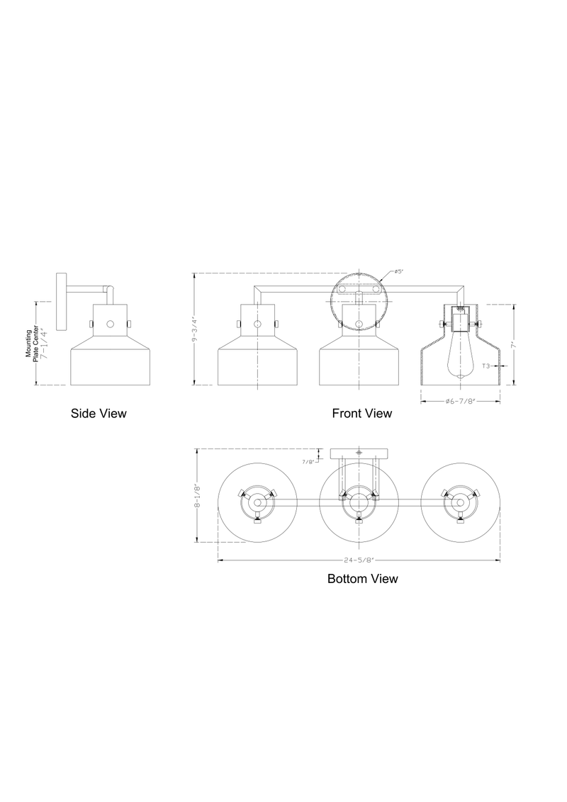 Milo 3 Light Bath - Black