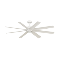 Large white damp-rated multi-blade ceiling fan with integrated LED light for covered outdoor spaces