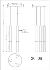 Cypress 3 Light LED Pendant - Black