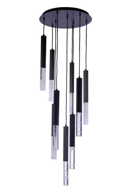 Glitzer 3 Light LED Pendant - Matte Black