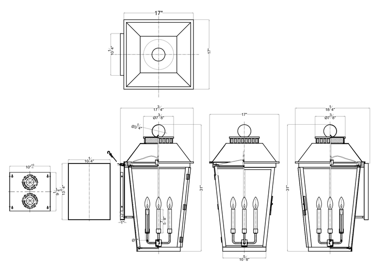 Topton 4 Light Outdoor Lantern - Large
