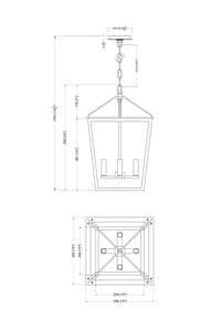Lucent 4 Light Lantern - Medium - Black & Aged Brass
