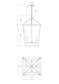 Lucent 4 Light Lantern - Large - Black & Aged Brass