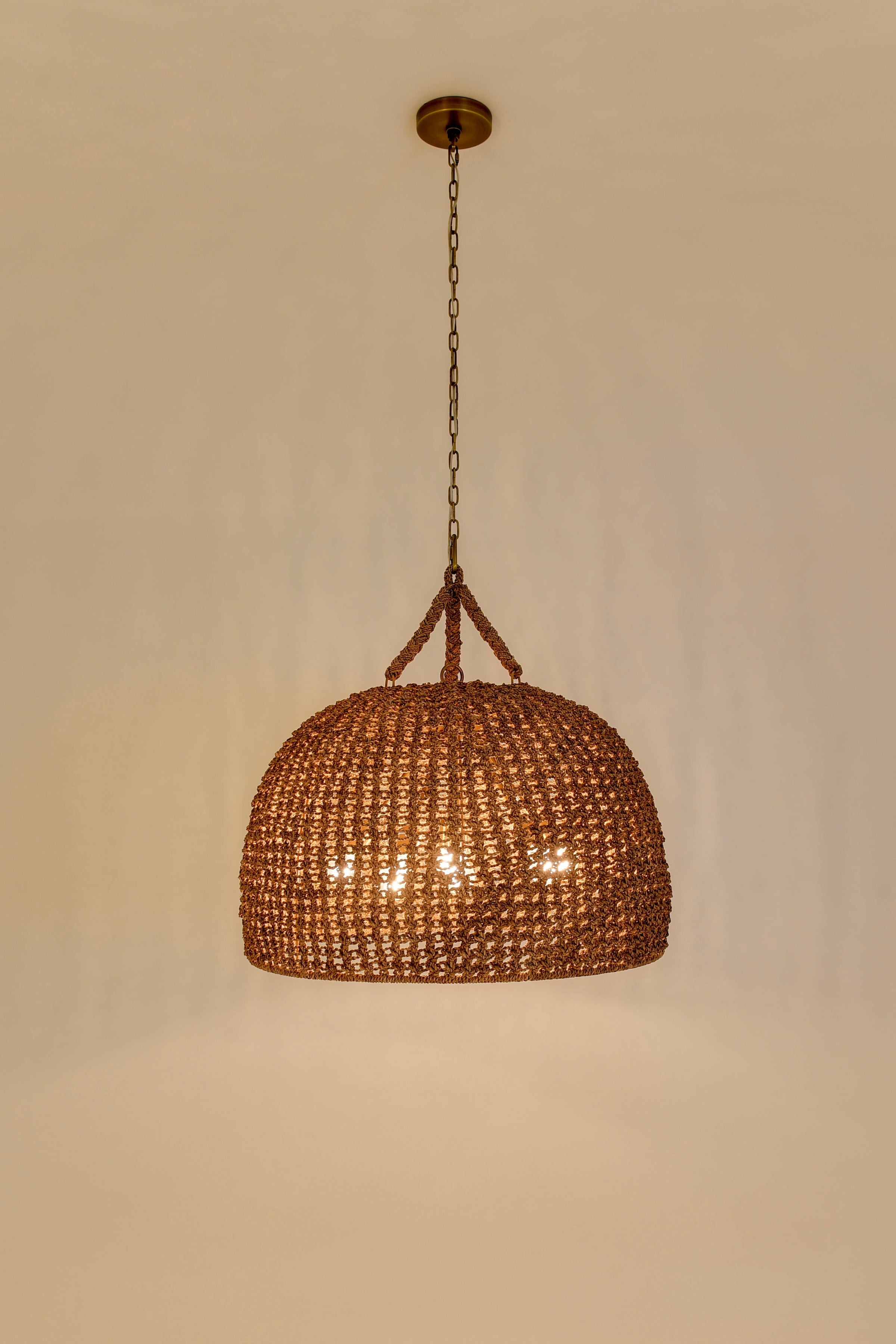 Ellna Pendant - Natural + Antique Brass