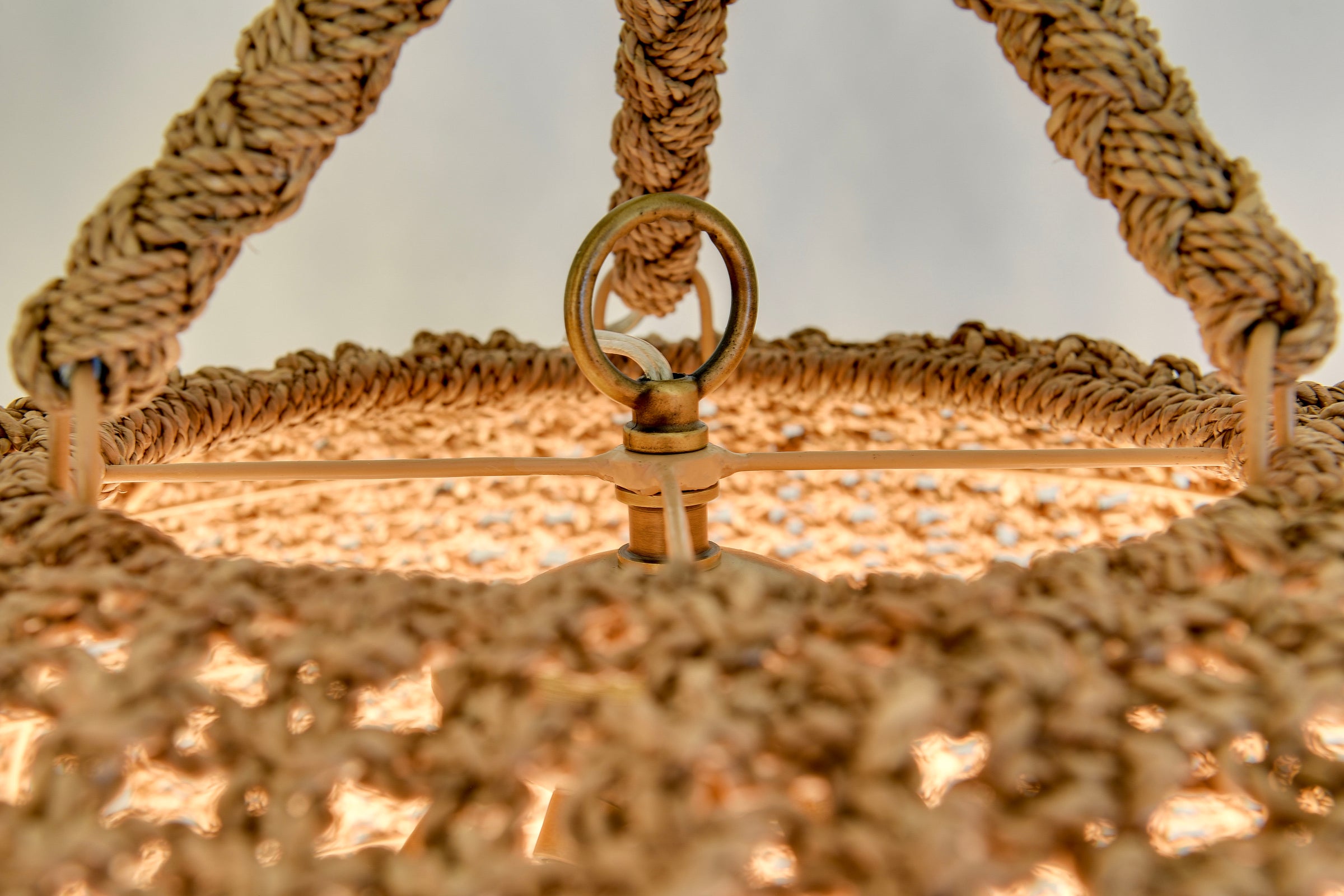 Ellna Pendant - Natural + Antique Brass