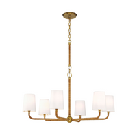 Juniper 6 Light Chandelier - Brass & Rattan