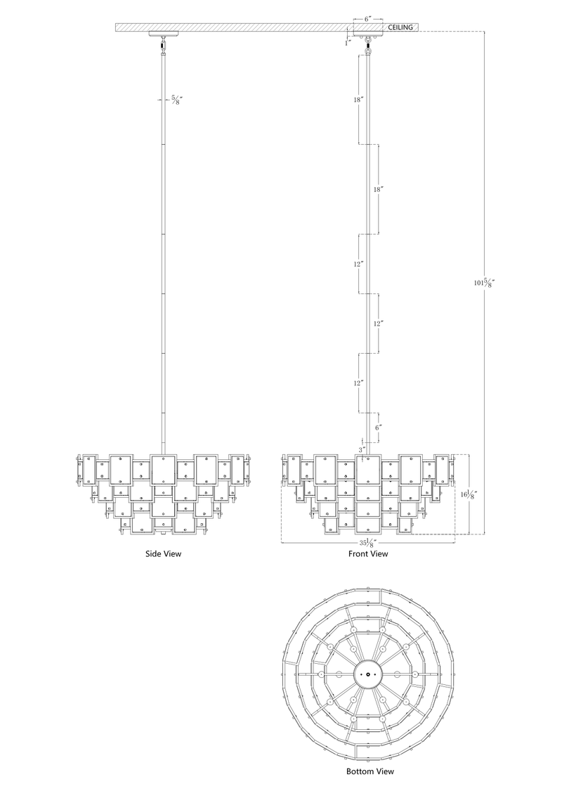 Skyler 16 Light Pendant - Silver Leaf