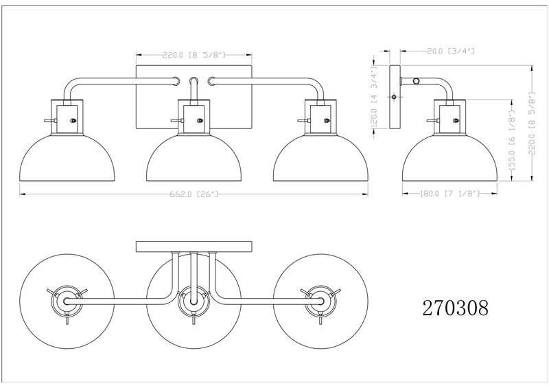 Lucian 3 Light Vanity - Black