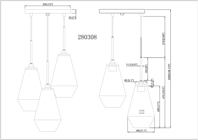 Nimbus 3 Light Pendant - Black