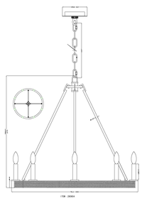 Calypso 8 Light Chandelier - Brass & Jute