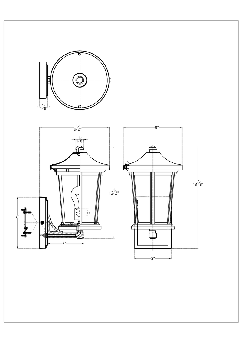 Luna 1 Light Outdoor Sconce - Small