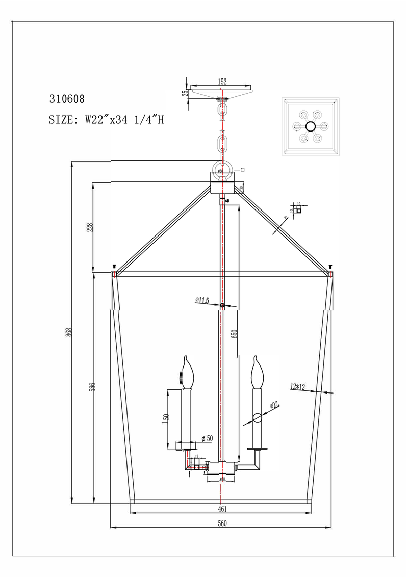 Midland 6 Light Pendant - Black