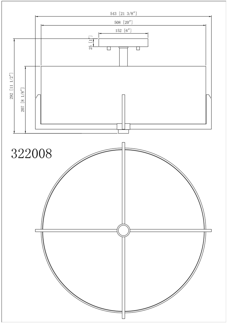Ava Four Light Semi Flush - Black