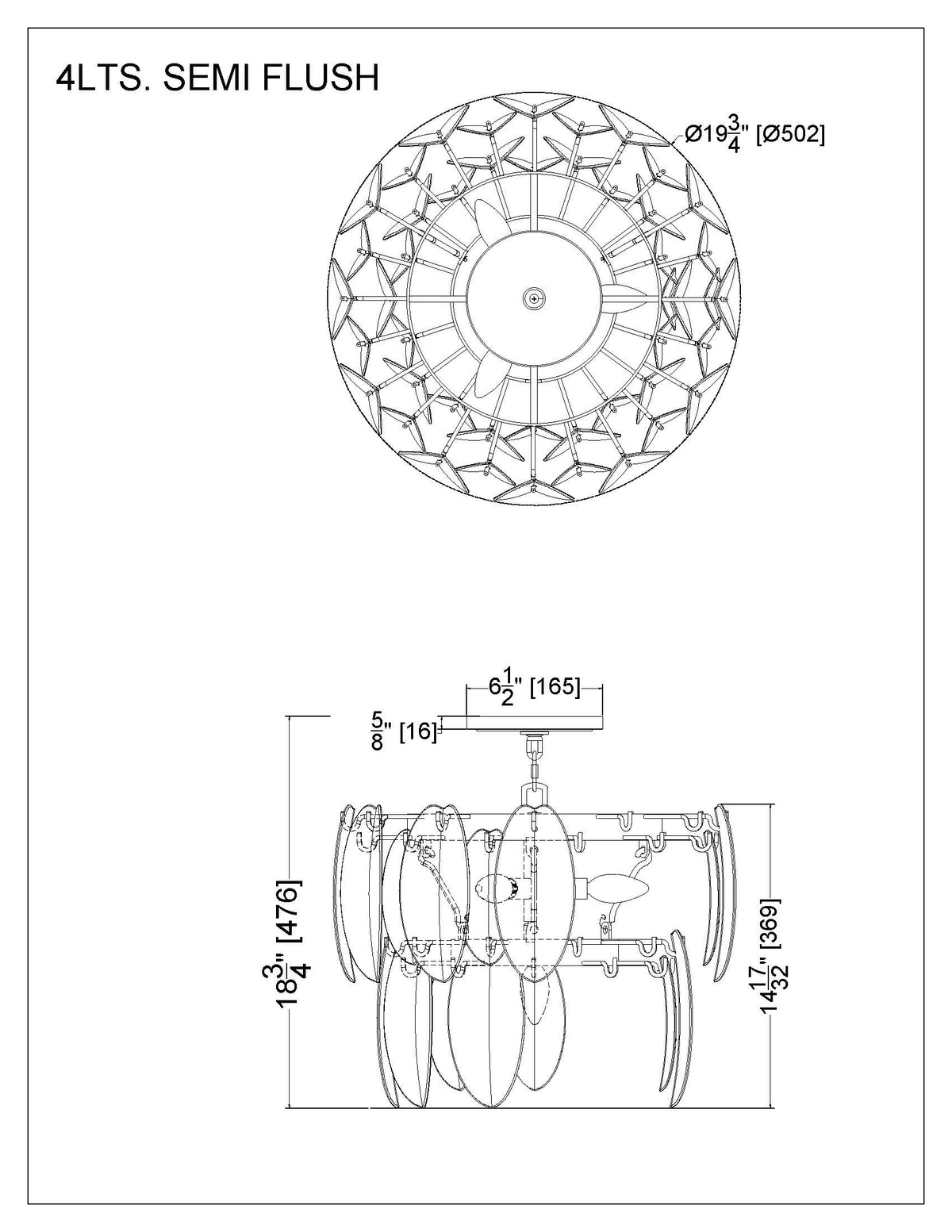 Ritzy Semi Flush Chandelier