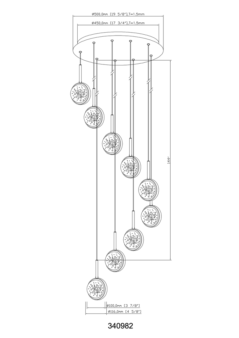 Glitzer 9 Light LED Chandelier - Matte Black & Aged Brass