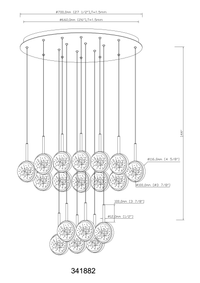 Glitzer 16 Light LED Chandelier - Matte Black & Aged Brass