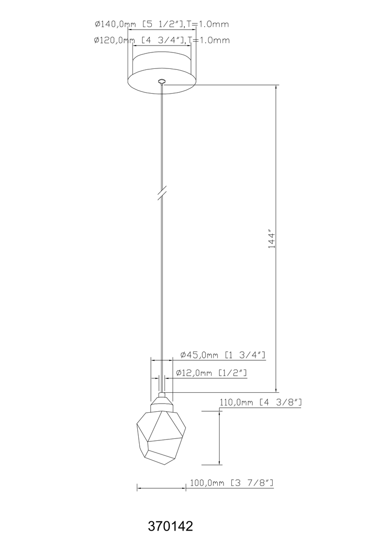 Euclid 1 Light LED Pendant - Aged Brass