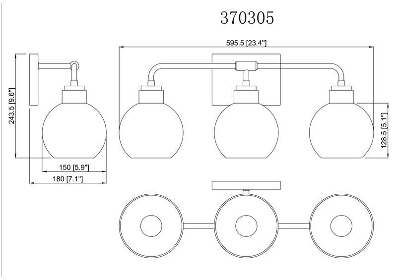 Bailey 3 Light Vanity - Chrome