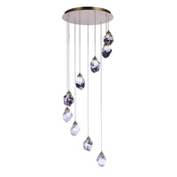 Euclid 9 Light LED Chandelier - Aged Brass