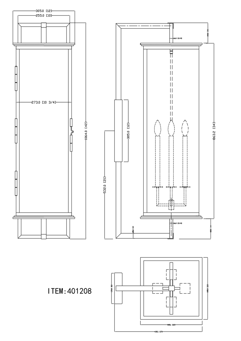 Hudson 4 Light Outdoor Wall Mount - Large