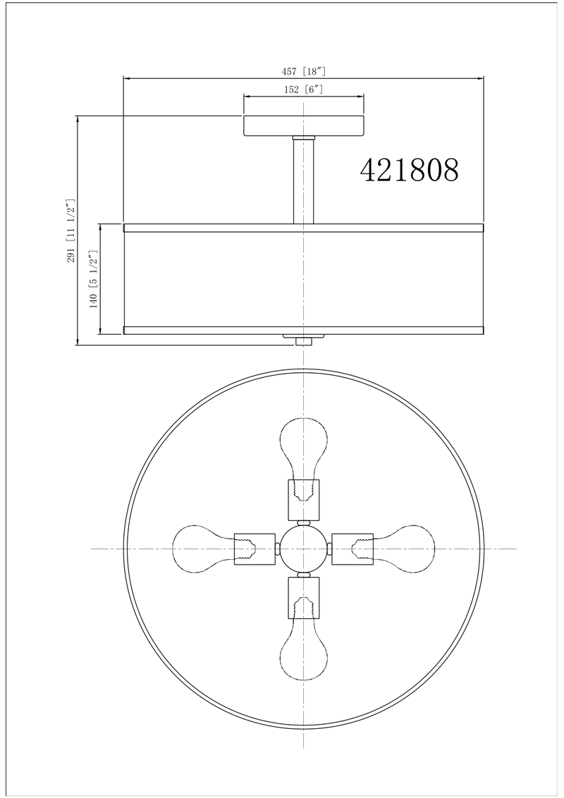 Amie Four Light Semi Flush - Black