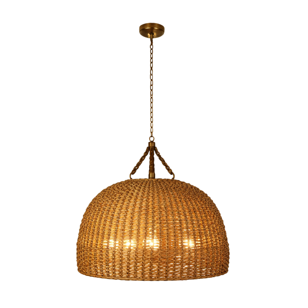 Ellna Pendant - Natural + Antique Brass