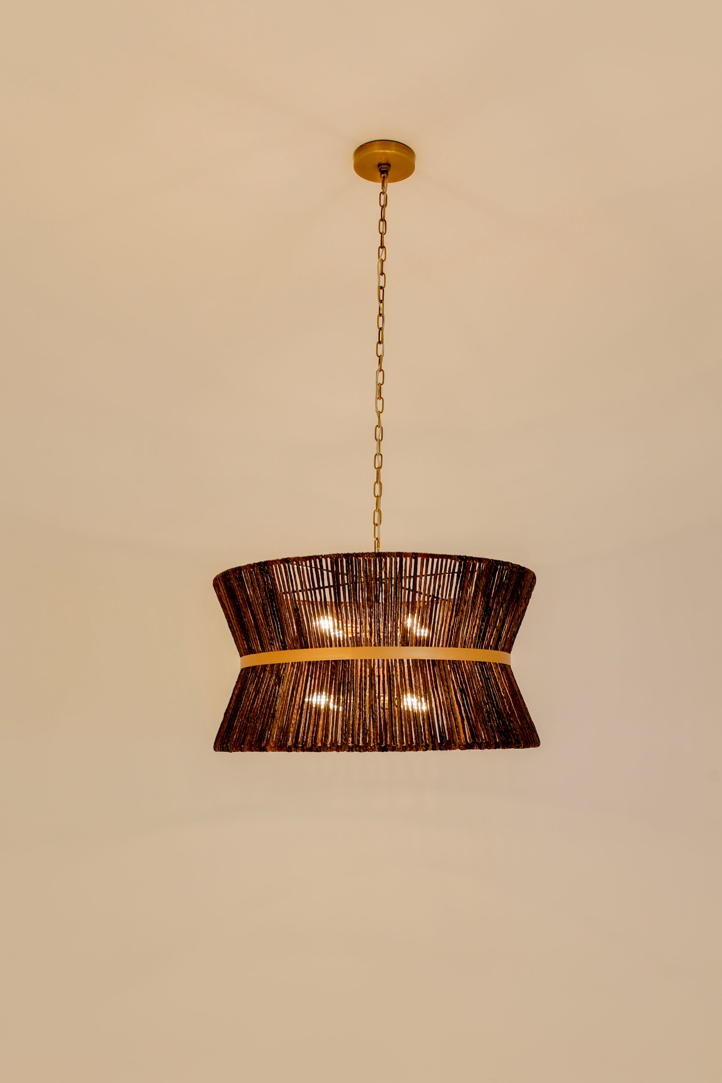 Emma Chandelier - Natural Charcoal  + Antique Brass