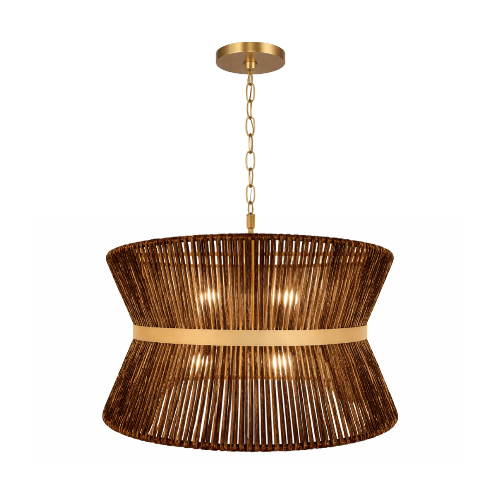 Emma Chandelier - Natural Charcoal  + Antique Brass