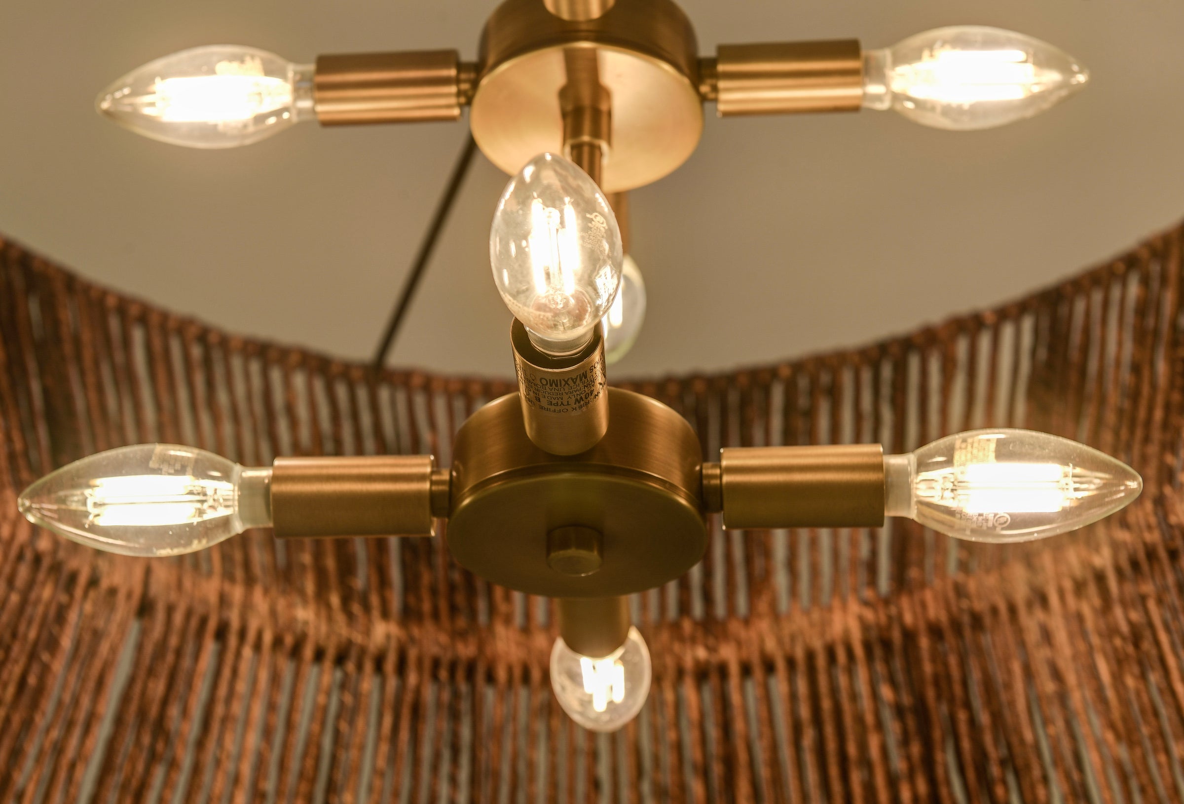 Emma Chandelier - Natural Charcoal  + Antique Brass