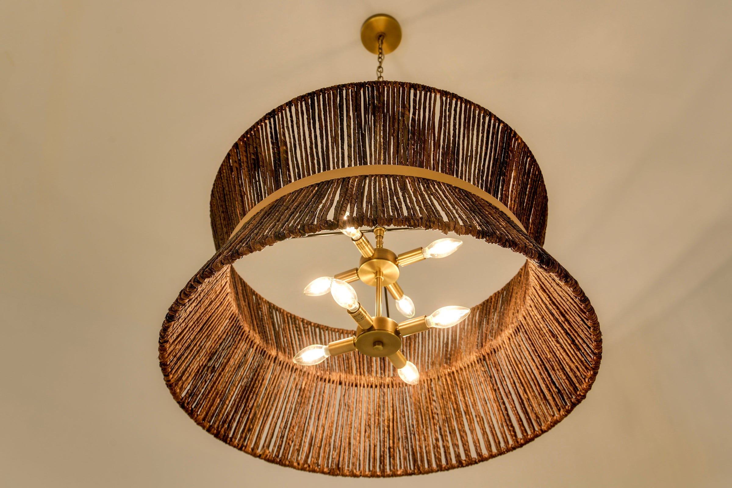 Emma Chandelier - Natural Charcoal  + Antique Brass