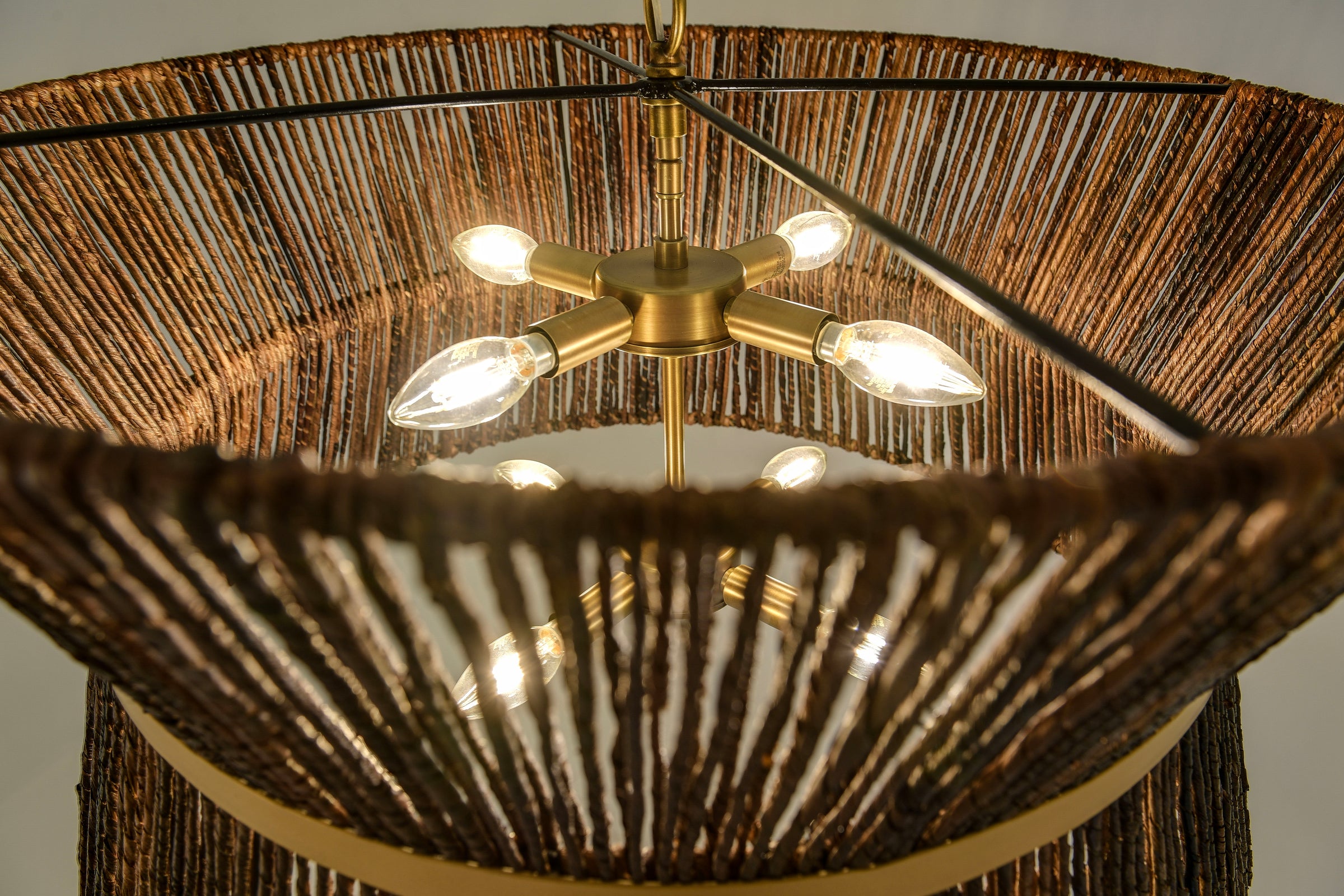 Emma Chandelier - Natural Charcoal  + Antique Brass