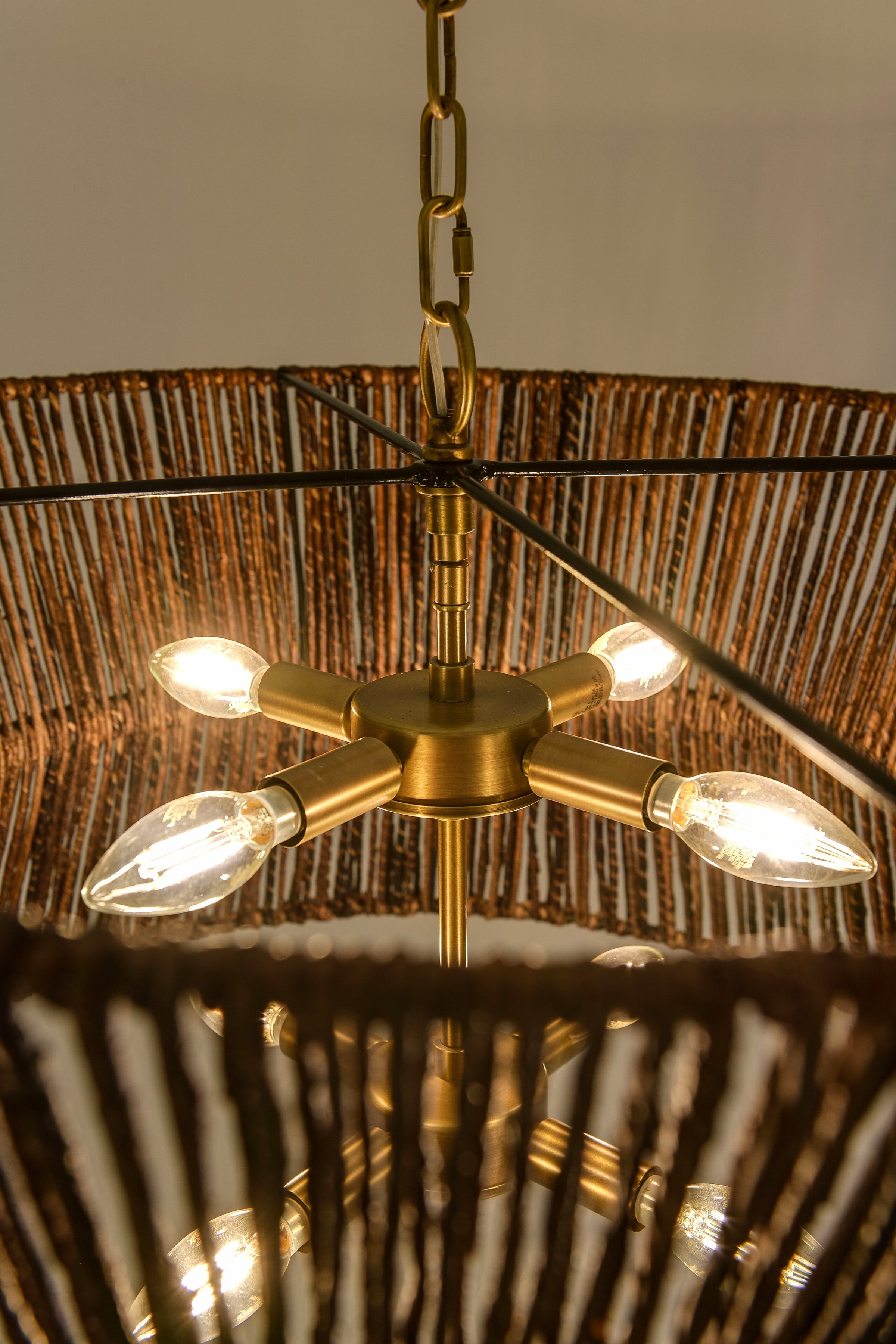 Emma Chandelier - Natural Charcoal  + Antique Brass