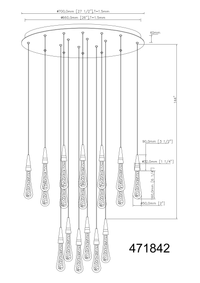 Teardrop 18 Light LED Chandelier - Aged Brass
