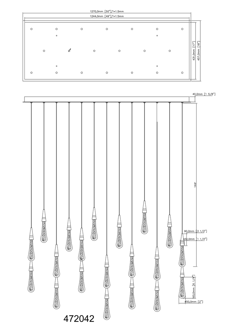 Teardrop 20 Light LED Chandelier - Aged Brass