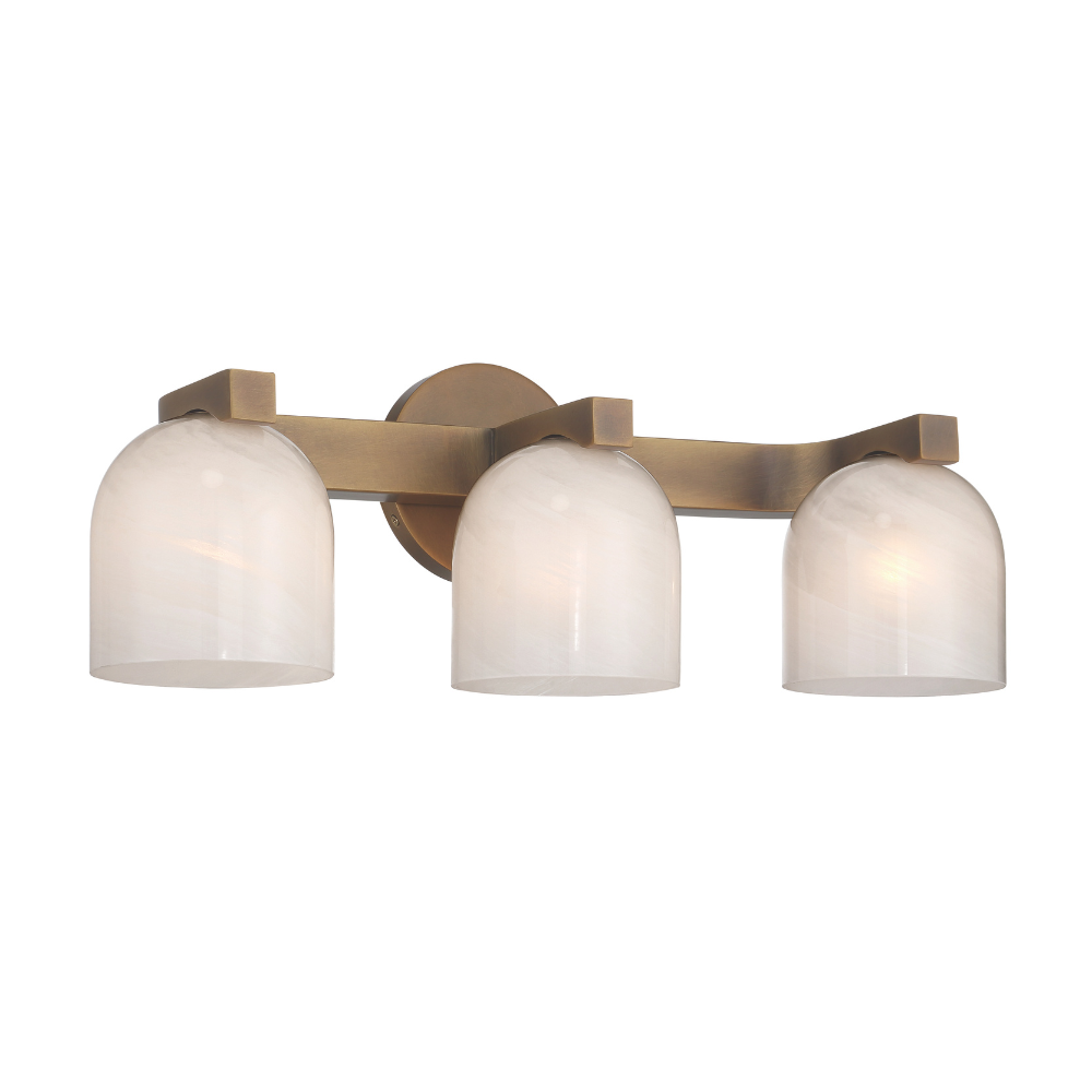 Opal Wave 3 Light Bath - Aged Brass