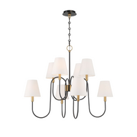 Aurora 8 Light Chandelier - Black & Brass