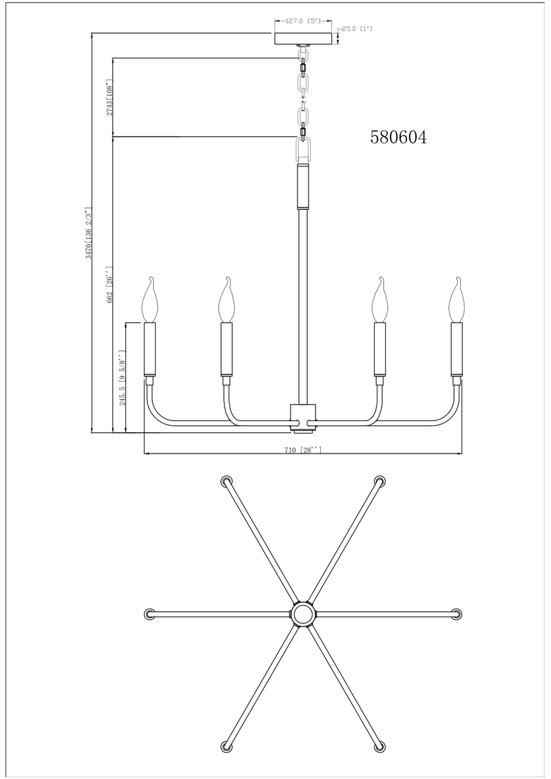 Beverly Six Light Chandelier - Brass